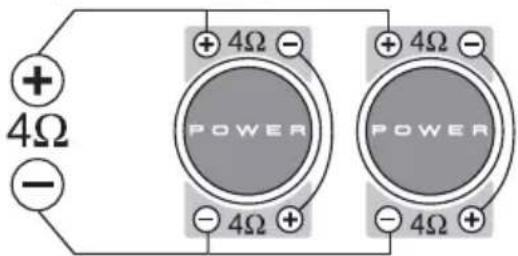 + 4Ω - + POWER + 4Ω - - 4Ω + POWER + 4Ω - - 4Ω +