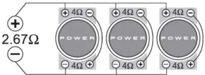 + 2.67Ω - + 4Ω - POWER + 4Ω - - 4Ω + POWER + 4Ω - - 4Ω + POWER + 4Ω - - 4Ω +