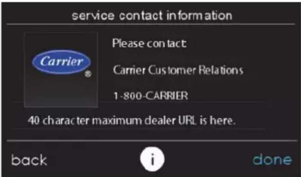 CARRIER Infinity SYSTXCCWIC01-B - Information sur le service d'entretien - 1