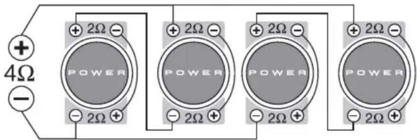 + 4Ω - 2Ω + 2Ω - POWER + 2Ω - POWER + 2Ω - POWER + 2Ω - POWER - 2Ω +