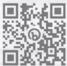QR code image with a central circular logo containing the letter 'b'