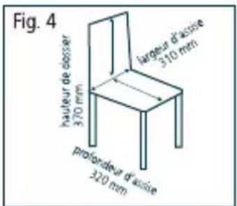 Fig. 4 hauteur de dosser 370 mm largeur d'auxie 310 mm profondeur d'auxie 320 mm