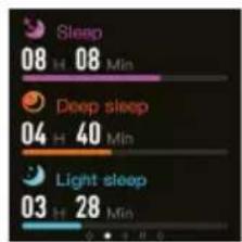 Sleep 08 H 08 Min Deep sleep 04 H 40 Min Light sleep 03 H 28 Min