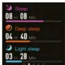 Sleep 08 H 08 Min Deep sleep 04 H 40 Min Light sleep 03 H 28 Min