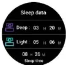 Sleep data Deep : 03 H 20 M Light : 05 H 06 M 08 H 26 M Sleep time