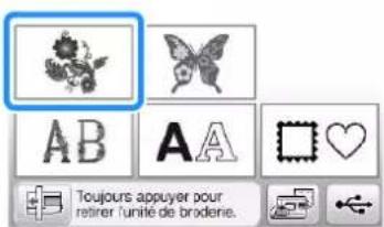 BABY LOCK Aventura 2 - Appuyez sur dans l'écran de selection des types de motifs. - 1