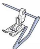 BABY LOCK Aventura 2 - Insérez la tige du guide pour quilting (courtepointe) dans l'orifice se trouvant à l'arrière du support de pied-de-biche ou du pied à double entrainment. - 2