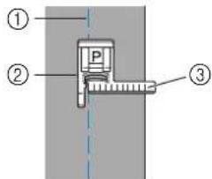 BABY LOCK Aventura 2 - ■Alignment du tissu sur le pied-de-biche de guidage de points (vendu séparément avec certains modèles) - 1