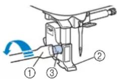 BABY LOCK Aventura 2 - Utilisez le tournevis pour desserrer la vis du support du pied-de-biche. - 1