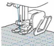 BABY LOCK Aventura 2 - Réglez la tige du guide pour quilting (courtepointe) afin d'aligner ce dernier sur les points déjà cousus. - 1
