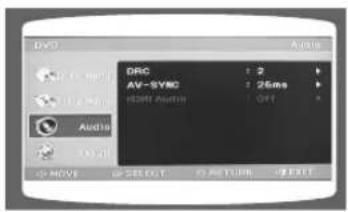 DV0 AVG DRG : 2 AV-SYRG : 26ms HDMI Audio : OFF Audio 10:21 © MOVE © SELECT © PRINT © EXT