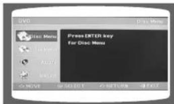 DVD Press Enter key for Disc Menu Select Menu Press Enter key for Disc Menu NOVO SELECT RETURN OK