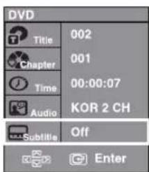 DVD Title 002 Chapter 001 Time 00:00:07 Audio KOR 2 CH Subtilie Off Enter