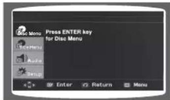 Disc Menu Press ENTER key for Disc Menu Enter Return Menu