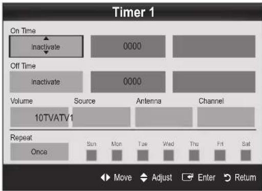 SAMSUNG UE37C6530UW - Setting the On/Off Timer - 1