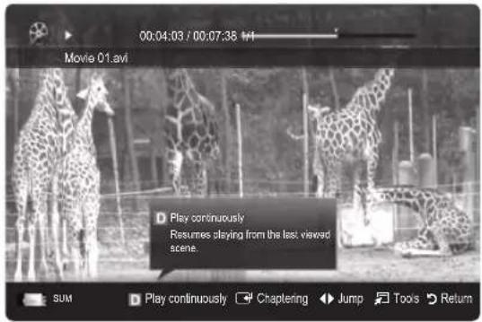 SAMSUNG UE37C6530UW - Playing movie file continuously (Resume Play) - 1