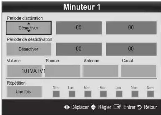 SAMSUNG UE37C6530UW - Réglage de la minuterie de mise en marche/arrêt - 1
