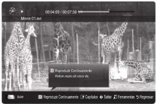 SAMSUNG UE37C6530UW - Reprodução de um ficheiro de filme de modo contínuo (Retomar Reprodução) - 1