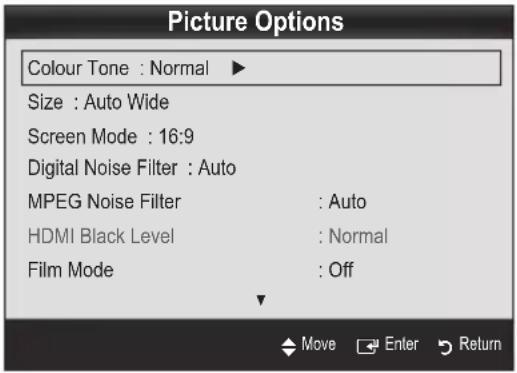 SAMSUNG UE37C6530UW - Picture Options - 1