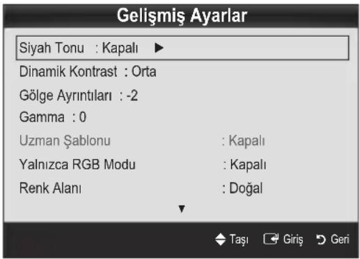 SAMSUNG UE37C6530UW - Gelişmiş Ayarlar - 1