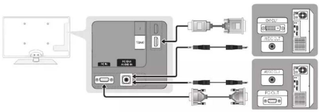 SAMSUNG UE37C6530UW - Connexion à un ordinateur - 1