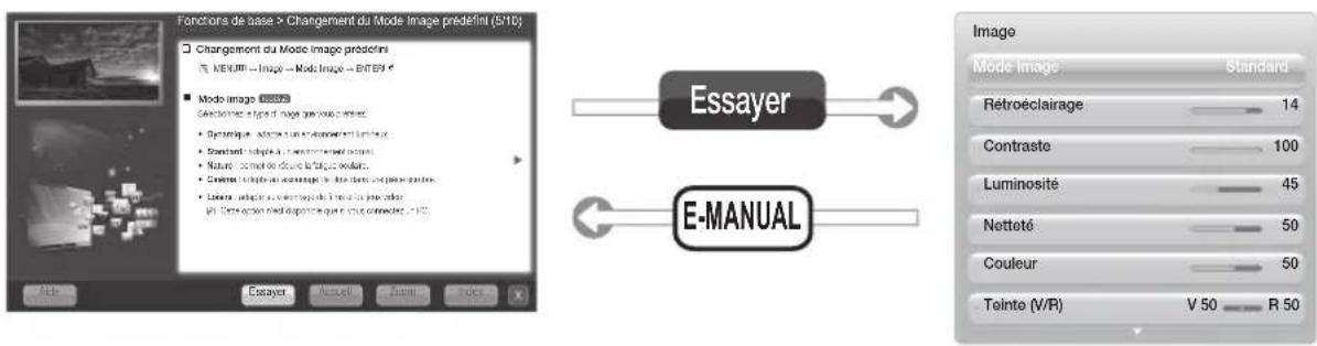 SAMSUNG UE40D6540UQ - Comment basculer entre le manuel électronique et le(s) menu(s) correspondant(s) - 1