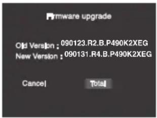 Firmware upgrade Old Version : 090123.R2.B.P490K2XEG New Version : 090131.R4.B.P490K2XEG Cancel Total