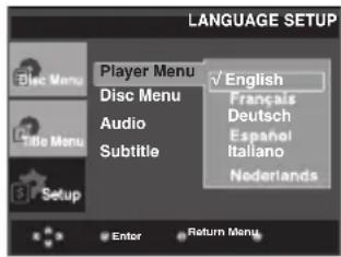 SAMSUNG DVD-P290K - Using the Player Menu Language - 1