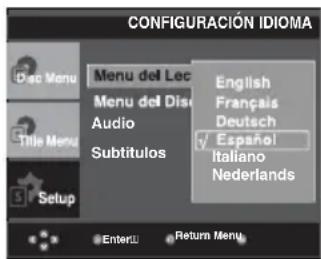 SAMSUNG DVD-P290K - Utilización del idioma del menú del reproductor - 1