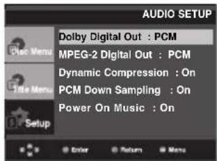 SAMSUNG DVD-P290K - Setting Up the Audio Options - 2