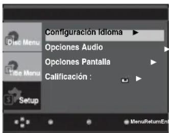 SAMSUNG DVD-P290K - Cómo cambiar el menú Setup (Configuración) - 1