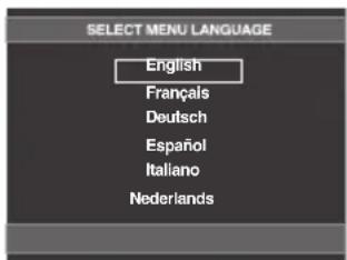 SELECT MENU LANGUAGE English Français Deutsch Español Italiano Nederlands