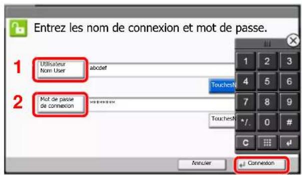 KYOCERA TASKalfa 7002i - Saisir le nom d'utilisateur et le mot de passe pour la connexion. - 1