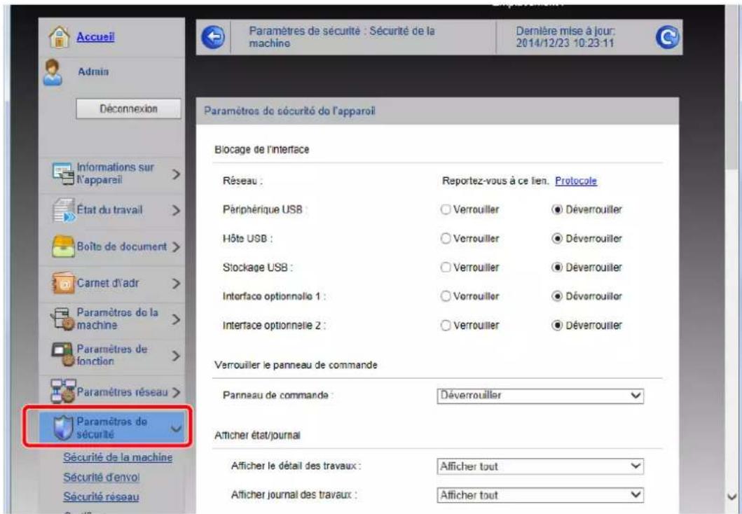 KYOCERA TASKalfa 7002i - Configurer les paramètres de sécurité. - 1