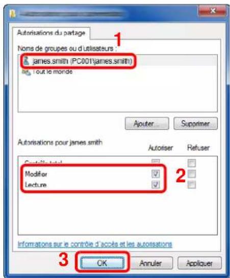 KYOCERA TASKalfa 7002i - Définir l'autorisation d'accès pour l'utilisateur sélectionné. - 1