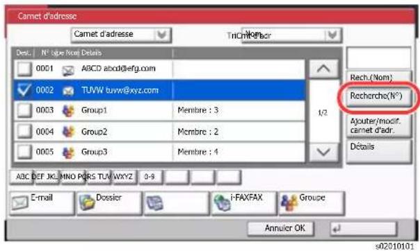 KYOCERA TASKalfa 7002i - Exemple : Recherche d'un numéro d'adresse - 1