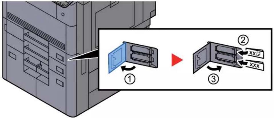 KYOCERA TASKalfa 7002i - Pour les magasins 1 et 2, insérer une feuille du format et type de papier requis, comme indiqué sur l'illustration. - 1