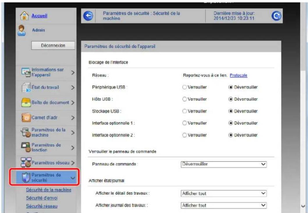 KYOCERA TASKalfa 8002i - Configurer les paramètres de sécurité. - 1