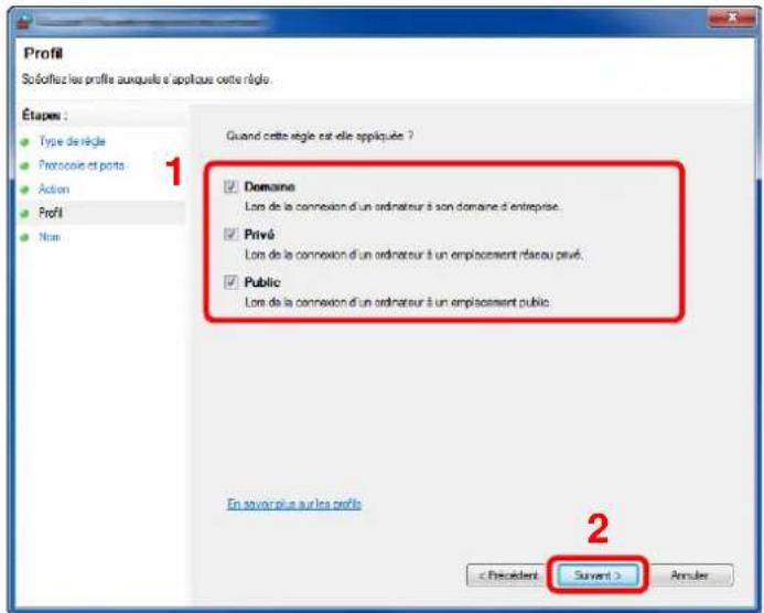 KYOCERA TASKalfa 8002i - Sélectionner [TCP] comme port auquel appliquer la règle. Sélectionner ensuite [Ports locaux spécifiques] et saisir "445" puis cliquer sur [Suivant]. - 3