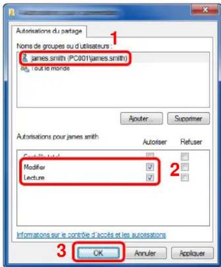 KYOCERA TASKalfa 8002i - Définir l'autorisation d'accès pour l'utilisateur sélectionné. - 1
