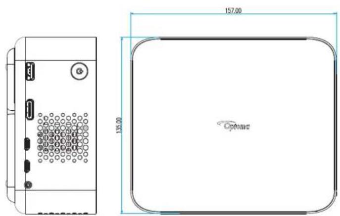 OPTOMA ML1080 - Dimensions du projecteur et installation au plafond - 2