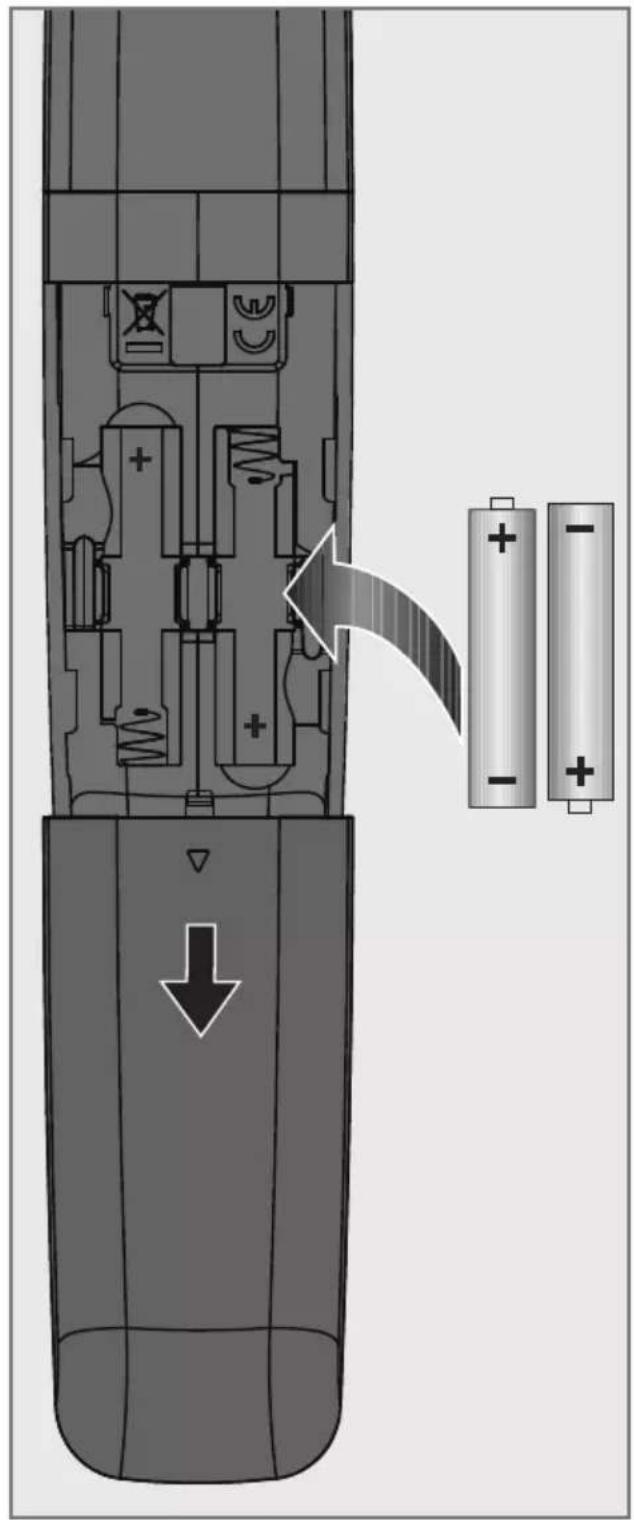 GRUNDIG 55 GGU 8960 E - Insertion des piles dans la télécommande - 1