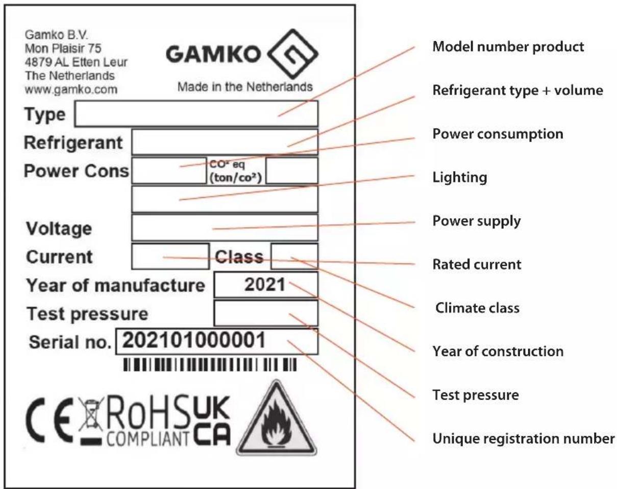 Gamko E3/22VSCS84 - Type plate - 1
