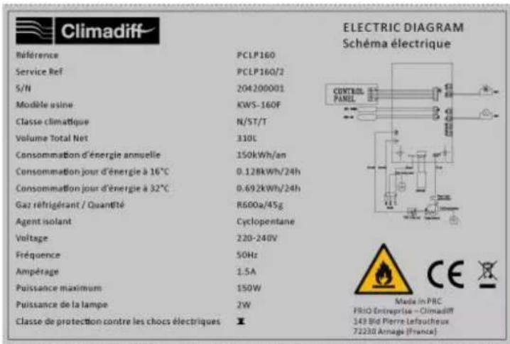 CLIMADIFF CPF100B1 - TECHNISCHE DATEN - 1