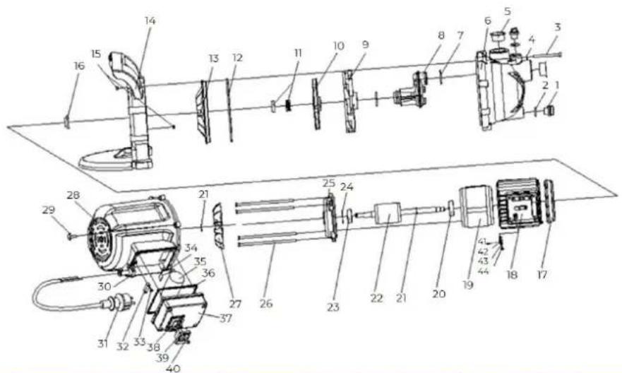 Zipper ZI-GP1200 - Explosionszeichnung / Exploded view - 1
