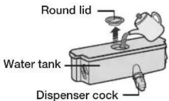SAMSUNG RT46H5321SP - Lift up and pull out the water tank. - 2
