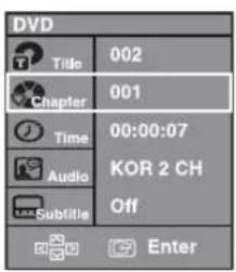 DVD Title 002 Chapter 001 Time 00:00:07 Audio KOR 2 CH Subtitle Off Enter