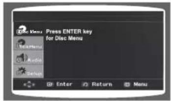 Disc Menu Press ENTER key for Disc Menu Enter Return Menu