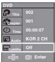 DVD Title 002 Chapter 001 Time 00:00:07 Audio KOR 2 CH Subtilie Off Enter