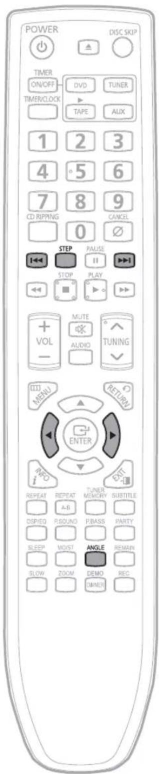 POWER DISC SKIP TIMER ON/OFF DVCD TUNER TIMER/CLOCK TAPE AUX 1 2 3 4 5 6 7 8 9 CD RIPPING 0 CANCEL STEP PAUSE STOP PLAY VOL MUTE AUDIO TUNING RETURN ENTER i REPEAT REPEAT TUNER MEMORY SUBTITLE A-B DSPED P.SOUND P.BASS PARTY SLEEP MOIST ANGLE REMAIN SLOW ZOOM DEMO DIMMER REC